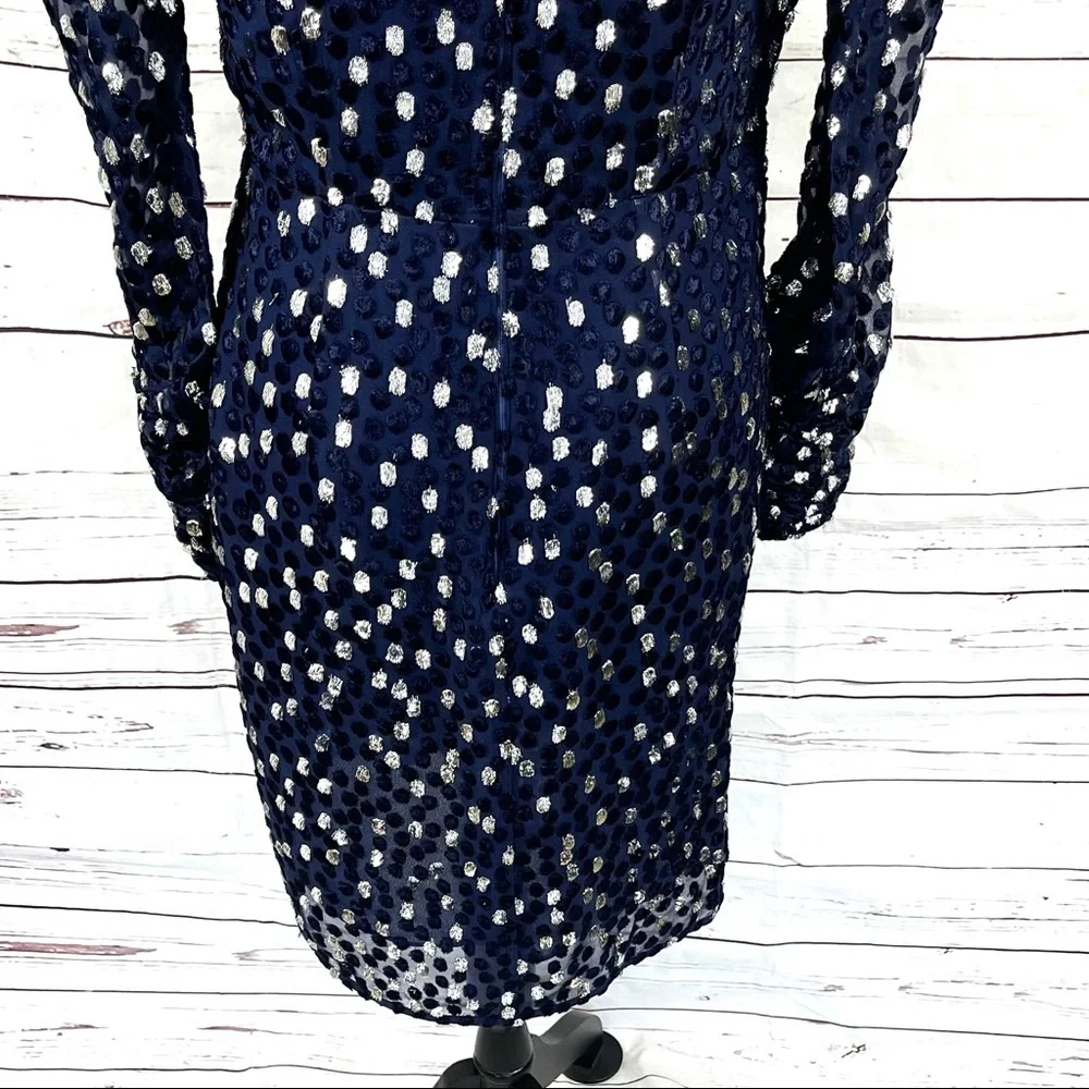 Kate Spade New‎ York Women's Velvet Dress Celestial Blue Scatter Dot Size 6